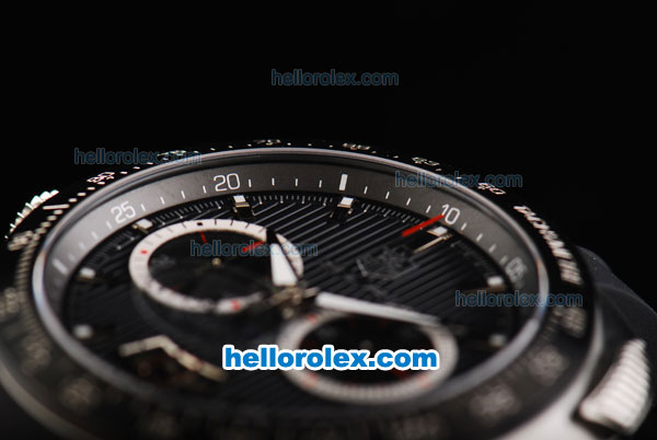 Tag Heuer Mercedes-Benz SLR Calibre 17 Swiss Valjoux 7750 Automatic Movement Black Bezel with Black Dial and Silver Stick Markers - Click Image to Close